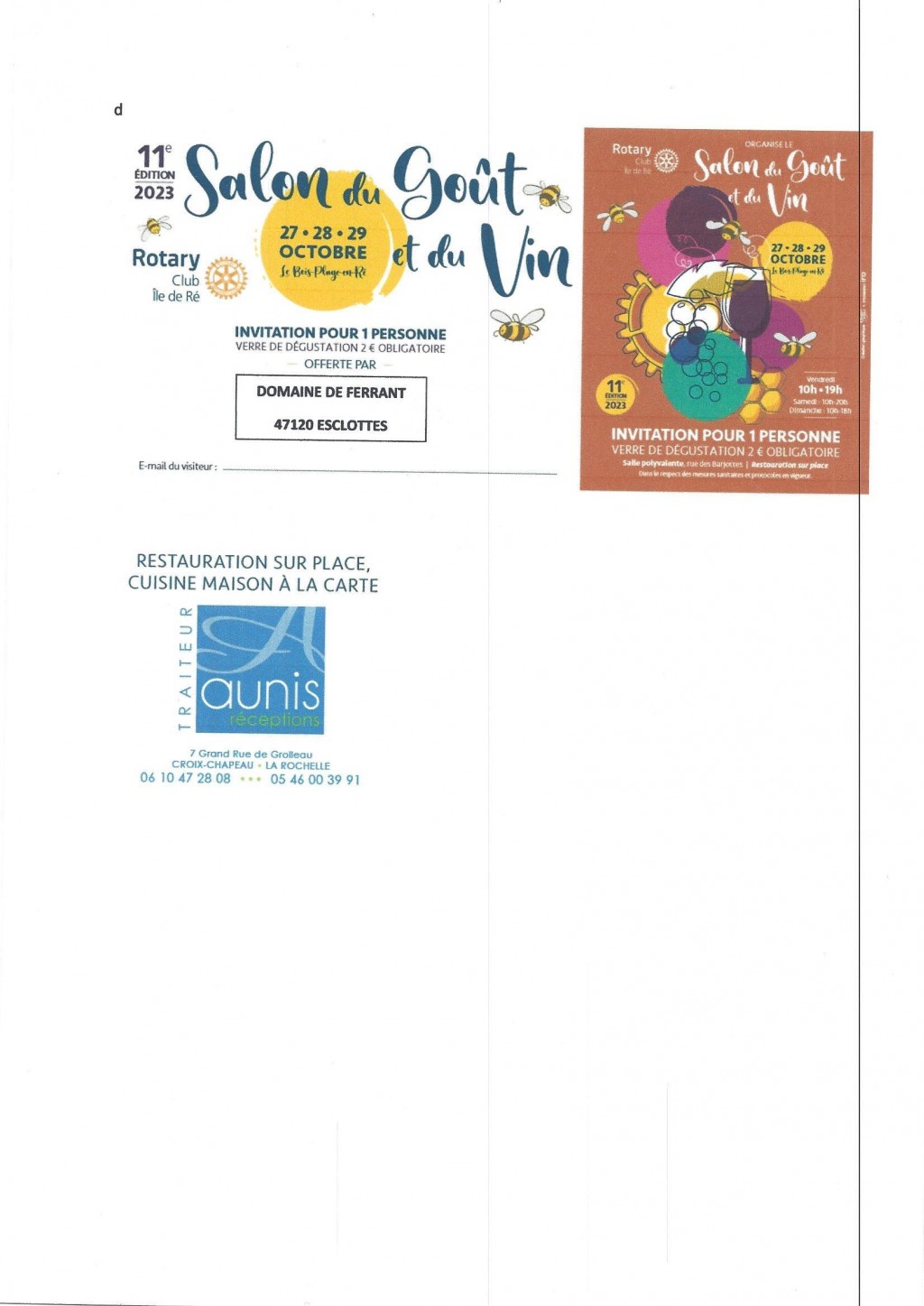 SALON DU GOUT ET DU VIN  LE BOIS PLAGE EN RE 27/28/29 OCTOBRE