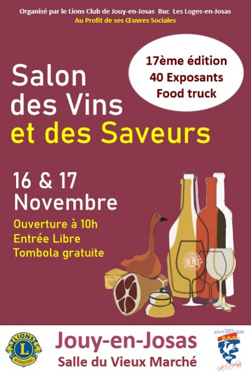 SALON DES VINS ET DES SAVEURS JOUY EN JOSAS LE 16 ET 17 NOVEMBRE 2024